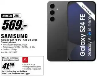 MediaMarkt SAMSUNG Galaxy S24 FE 5G - 128 GB Grijs Smartphone aanbieding