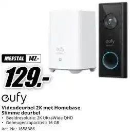 MediaMarkt Eufy Videodeurbel 2K met Homebase Slimme deurbel aanbieding