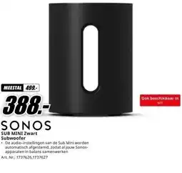 MediaMarkt SONOS SUB MINI Zwart Subwoofer aanbieding