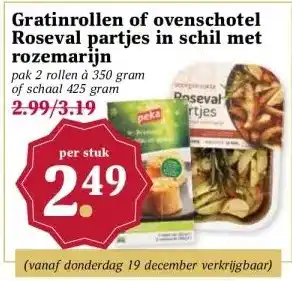 MCD Supermarkt Gratinrollen of ovenschotel Roseval partjes in schil met rozemarijn aanbieding