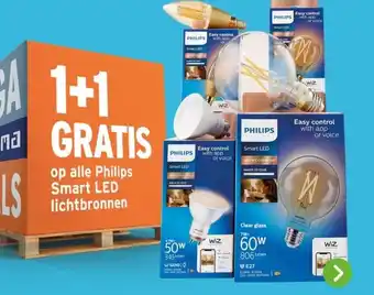 GAMMA 1+1 gratis op alle Philips Smart LED lichtbronnen aanbieding