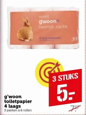 Coop G'woon toiletpapier 4 laags aanbieding