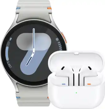 Coolblue Samsung Galaxy Watch 7 4G Zilver 44mm + Galaxy Buds3 Wit aanbieding