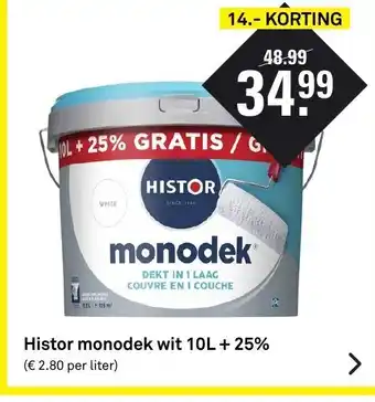 Karwei Histor monodek wit 10L + 25% aanbieding