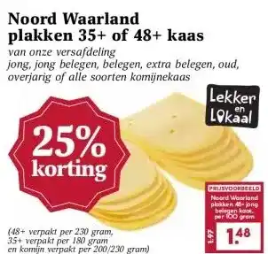 Boon`s Markt Noord Waarland plakken 35+ of 48+ kaas aanbieding