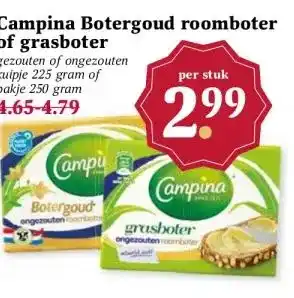 Boon`s Markt Campina Botergoud roomboter of grasboter aanbieding