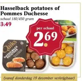 Boon`s Markt Hasselback potatoes of Pommes Duchesse schaal 180/450 gram aanbieding