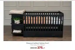 Baby & Tiener Meegroei Ledikant Sydney Zwart aanbieding