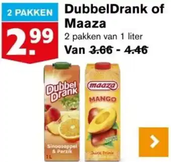 Hoogvliet DubbelDrank of Maaza aanbieding