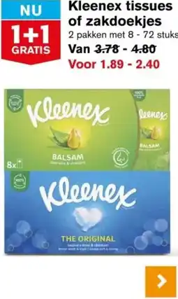 Hoogvliet Kleenex tissues of zakdoekjes aanbieding