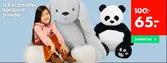 HEMA XXXL knuffel konijn of panda aanbieding