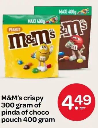 Spar M&M's crispy of pinda of choco pouch aanbieding