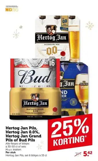 Coop Hertog Jan Pils, Hertog Jan 0.0%, Hertog Jan Grand Pils of Bud Pils aanbieding