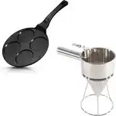 Bol.com MONOO Pancake Pan 7 Kop + Beslag Dispenser - Pannenkoekenpan - Crêpemaker - Pancakes Set aanbieding