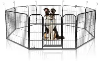 Amazon MaxxPet Puppyren - Hondenren - Buitenverblijf met 8 kennelpanelen - Staal - 80 x 60 cm Ø 210 cm aanbieding