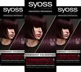 Bol.com Syoss - Baseline - 3-3 Dark Violet - Permanente haarverf - Haarkleuring - 3 stuks aanbieding