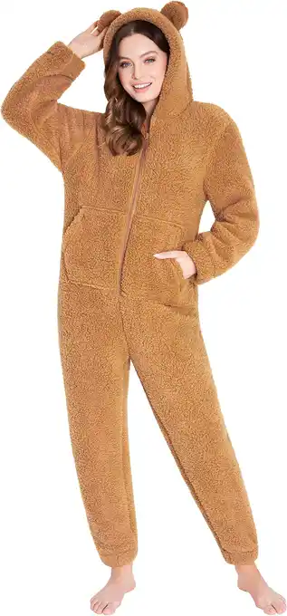 Amazon CityComfort Onesies voor dames, teddy fleece onesie, warme pluizige loungewear aanbieding