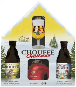 Gall & Gall Chouffe Cadeaupakket met kerstballen 4X33CL Cadeau aanbieding