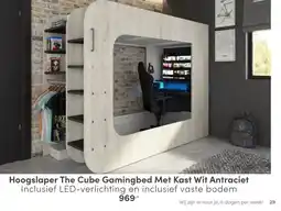 Baby & Tiener Hoogslaper The Cube Gamingbed Met Kast Wit Antraciet aanbieding