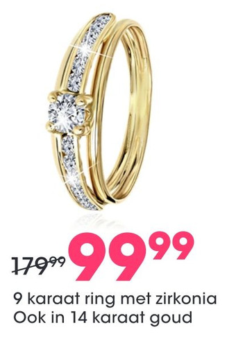 Lucardi 9 karaat ring met zirkonia aanbieding