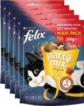 Bol.com Felix Party Mix Original - Kattensnacks - Kattensnoepjes - Kip Kalkoen & Lever - 5 x 200 g aanbieding