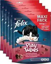 Bol.com Felix PlayTubes - Kattensnacks - Kattensnoepjes - Kalkoen & Ham - 5 x 180 g aanbieding