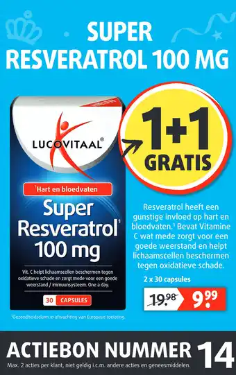 Lucovitaal Super Resveratrol 100mg aanbieding