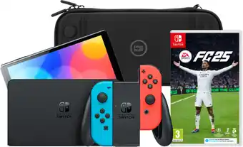 Coolblue Nintendo Switch OLED Blauw/Rood + EA Sports FC 25 + BlueBuilt Beschermhoes aanbieding