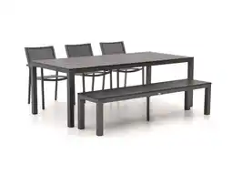 Kees Smit Bellagio Roma/Fidenza 220cm dining tuinset met bank 5-delig stapelbaar aanbieding