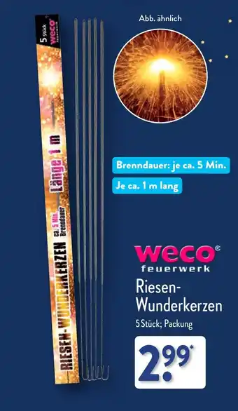 ALDI Weco feuerwerk riesen wunderkerzen aanbieding