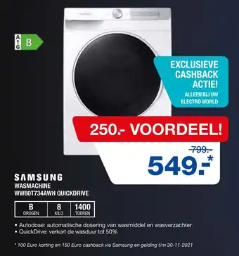 Electroworld Samsung Wasmachine Ww80T734Awh Quickdrive aanbieding