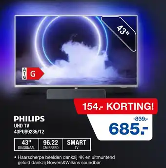 Electroworld Philips Uhd Tv 43Pus9235/12 aanbieding