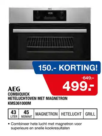 Electroworld Aeg Combiquick Heteluchtoven Met Magnetron Kms361000M aanbieding