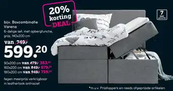 Leen Bakker Boxcombinatie Varena - grijs - 90x200 cm aanbieding