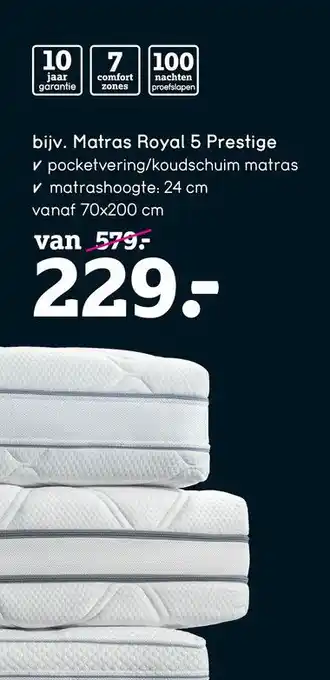 Leen Bakker Royal 5 Prestige pocketvering/koudschuim matras - 70x200x24 cm aanbieding