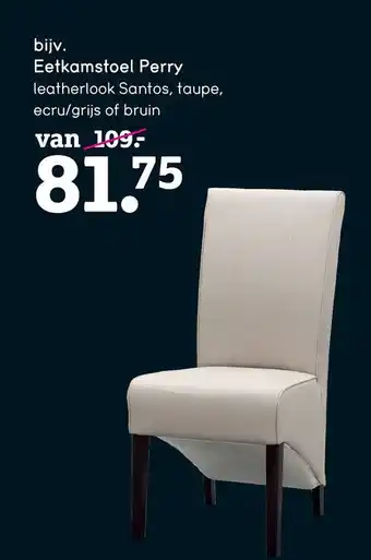 Leen Bakker Eetkamerstoel Perry - lederlook - ecru/grijs aanbieding