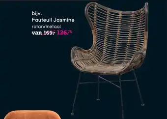 Leen Bakker Fauteuil Jasmine - rotan/metaal - bruin aanbieding