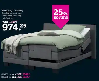 Leen Bakker Boxspring Kronoberg elektrisch verstelbaar - grijs - 140x200 cm aanbieding