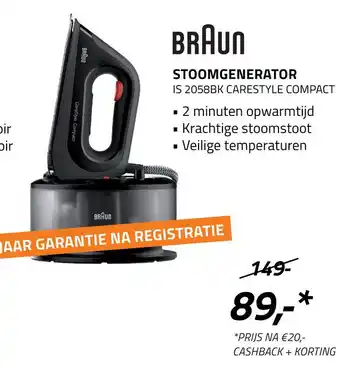 Obbink Braun Stoomgenerator Is 2058Bk Carestyle Compact aanbieding