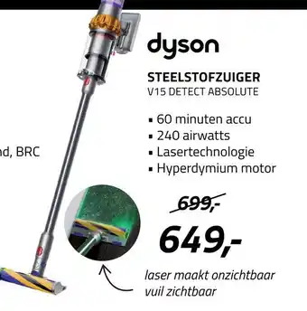 Obbink Dyson Steelstofzuiger V15 Detect Absolute aanbieding