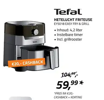 Obbink Tefal Hetelucht Friteuse Ey5018 Easy Fry & Grill aanbieding