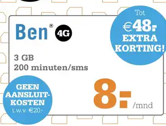 Telecombinatie Sim Only BEN aanbieding