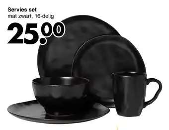 Wibra Servies set mat zwart, 16-delig aanbieding