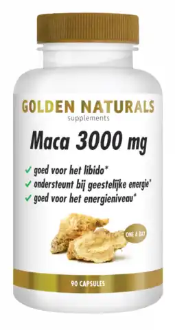 De Online Drogist Golden Naturals Maca 3000 mg Capsules aanbieding