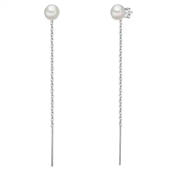 Valero Pearls Collana Donna In Argento 925: Catena A Maglia Rettangolare Con Perla D'Acqua Dolce E Zirconia