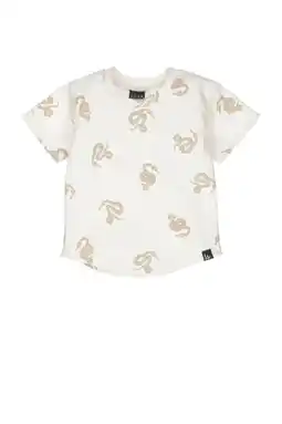 Wehkamp Babystyling baby T-shirt met all over print ecru/lichtbruin aanbieding