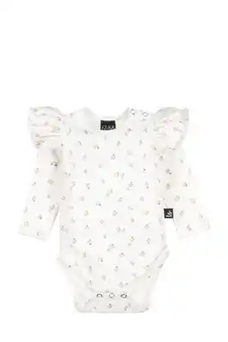 Wehkamp Babystyling romper met ruches offwhite/roze/groen aanbieding