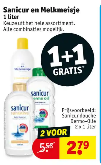 Kruidvat Sanicur en Melkmeisje 2*1L aanbieding