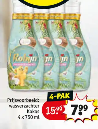 Kruidvat Robijn Wasverzachter 4*750ml aanbieding