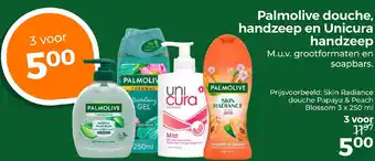 Trekpleister Palmolive douche, handzeep en Unicura handzeep aanbieding